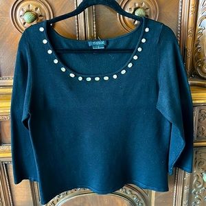 Y2K Silk and Spandex blend bejeweled black sweater sz L